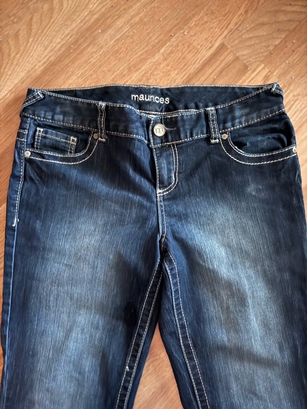 Maurices Indigo Blue Jeans with White Stitching